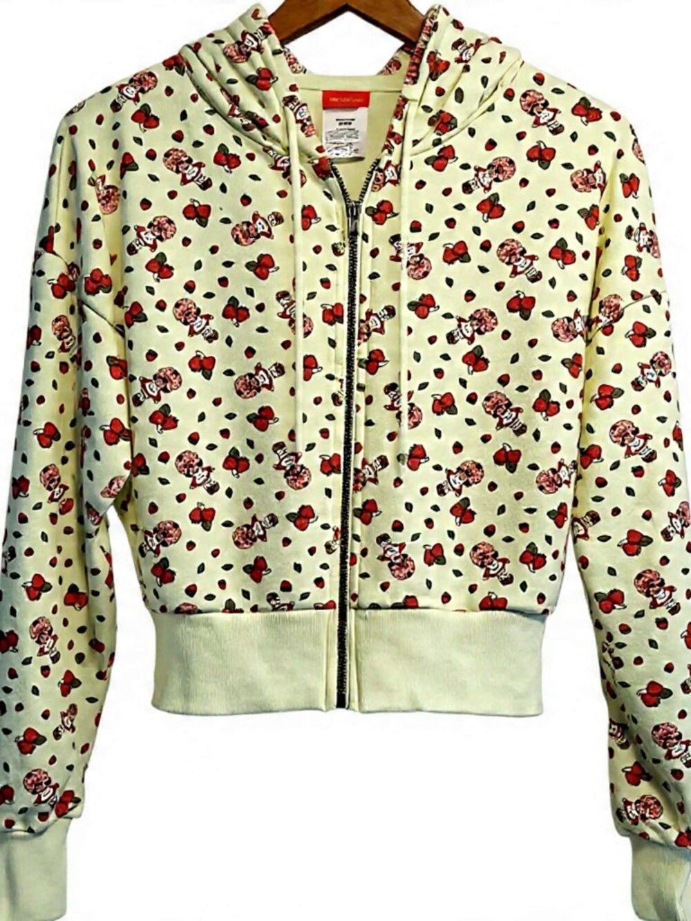 Strawberry Shortcake Cropped Full Zip Hoodie Light Green Size M - Picture 1 of 13